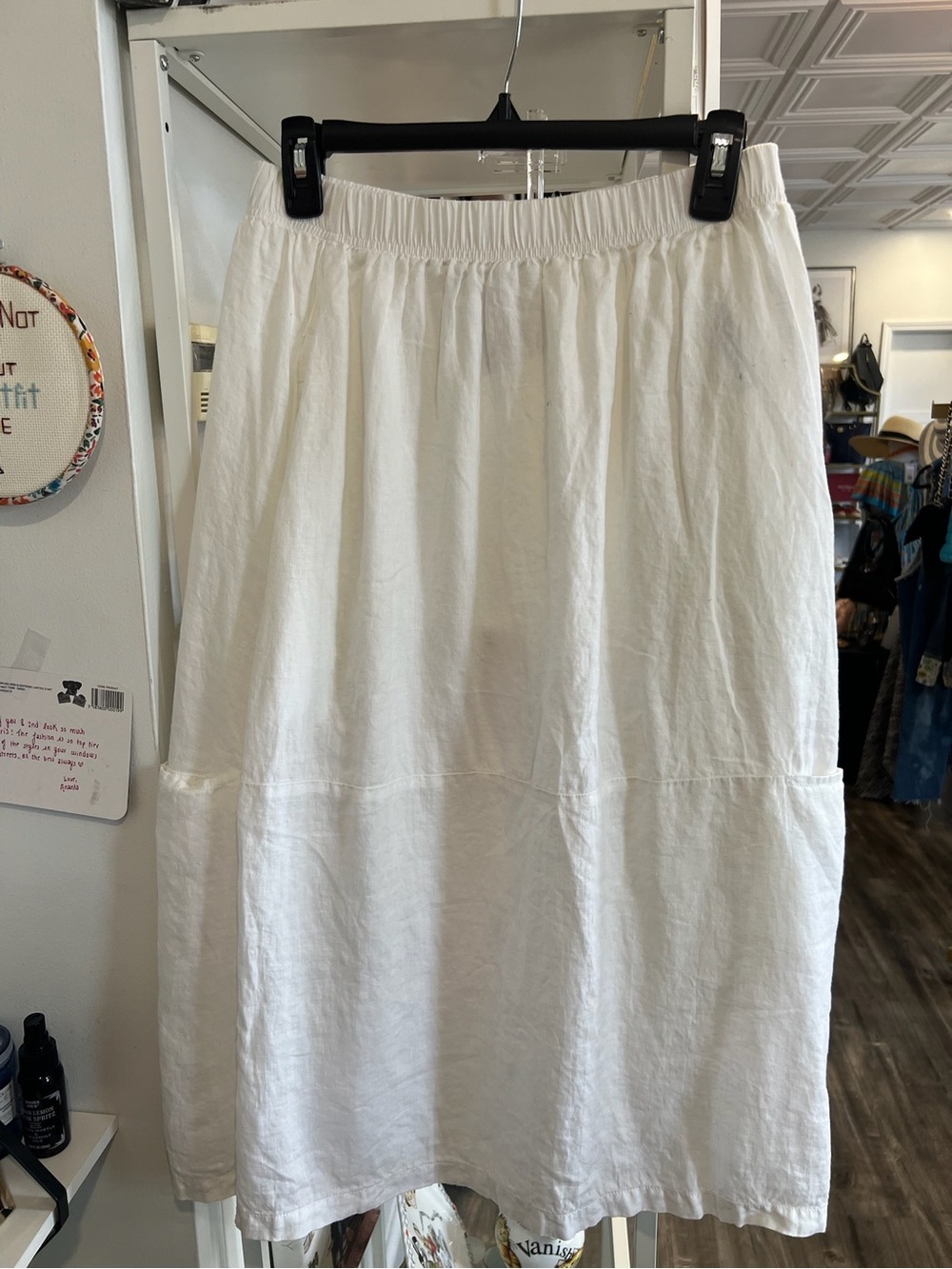 Eileen Fisher White A-Line Midi Skirt